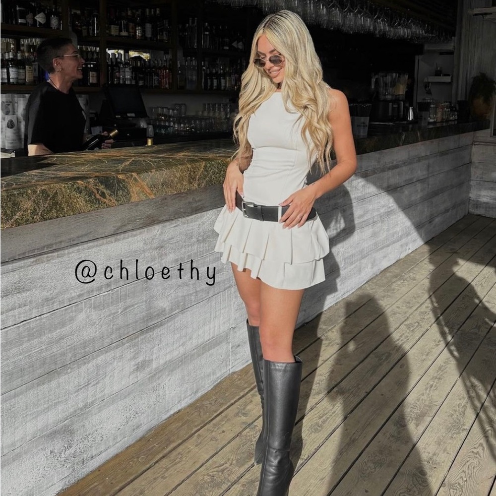 Zara White Mini Dress with Tiered Skirt - Picture 5 of 13
